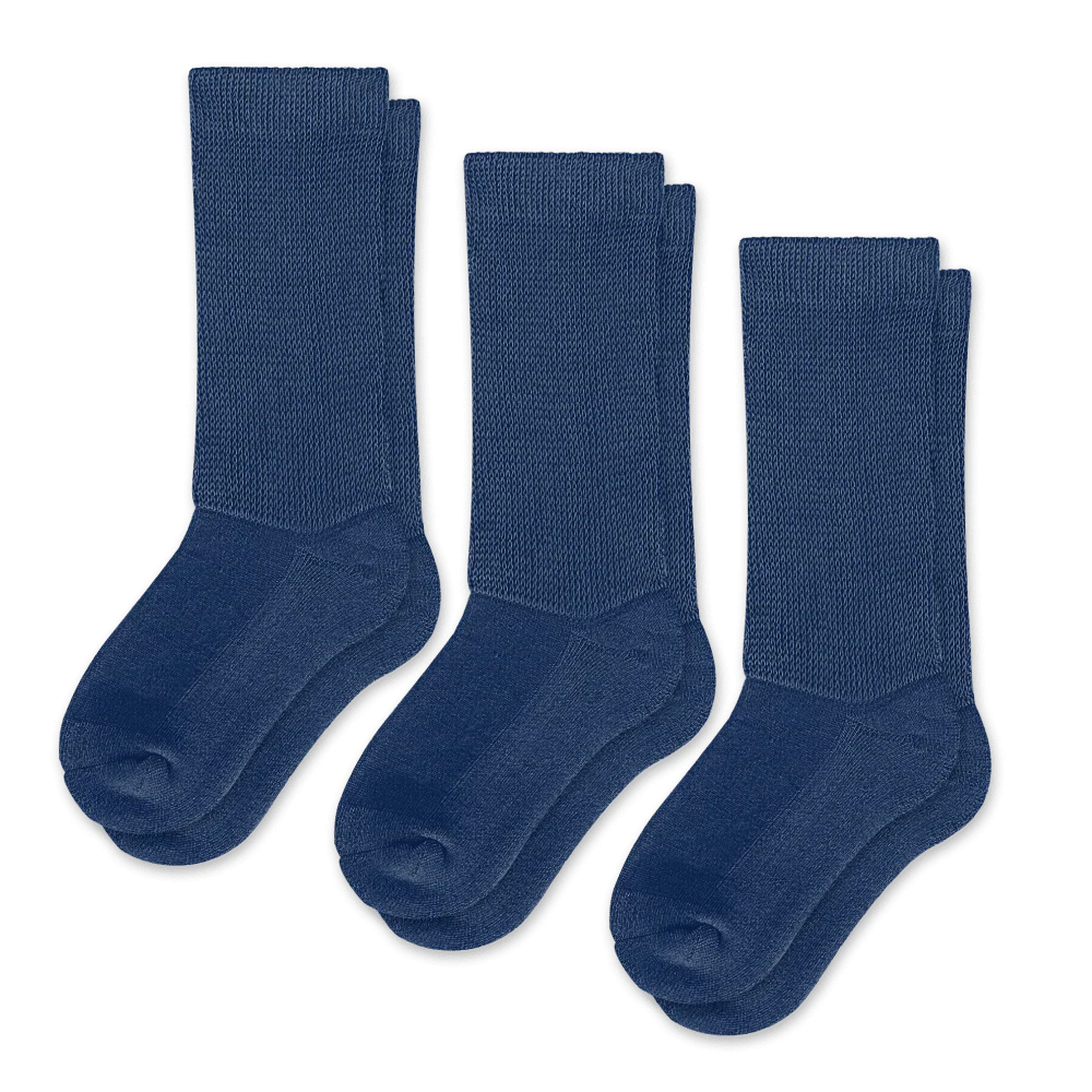 Padded Easy-Stretch Crew Socks – Navy Blue